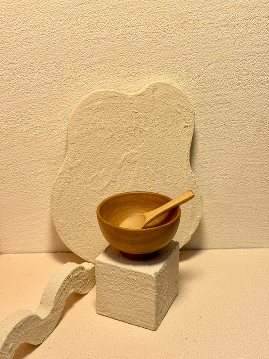 Exotic Wooden Mud Mask Bowl & Spoon